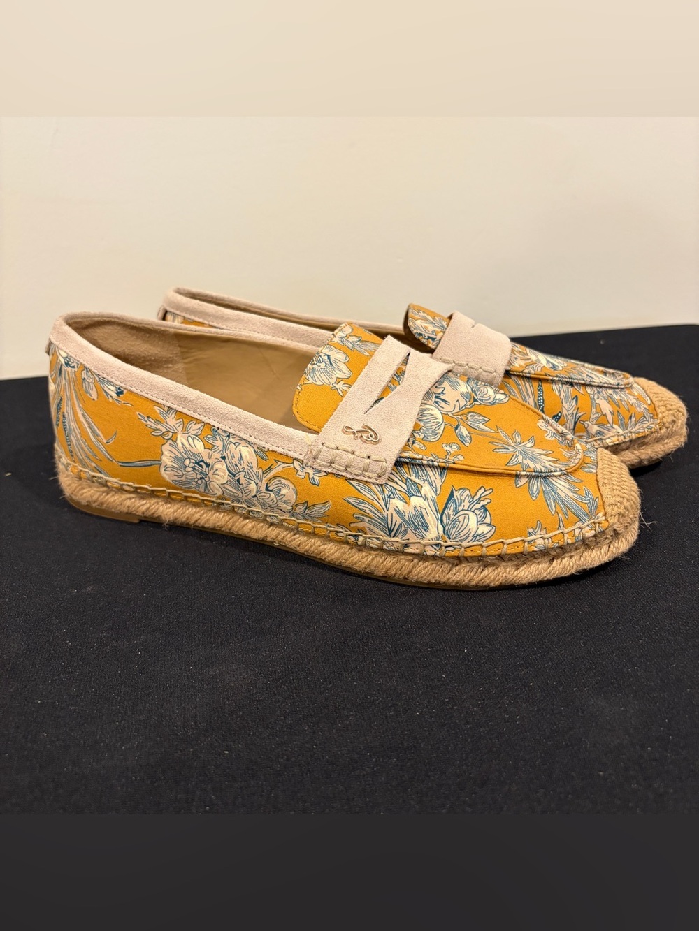 Sam Edelman Kai 2 Marigold Yellow Floral Espadrille Loafers Women's 8.5 M  NWOB